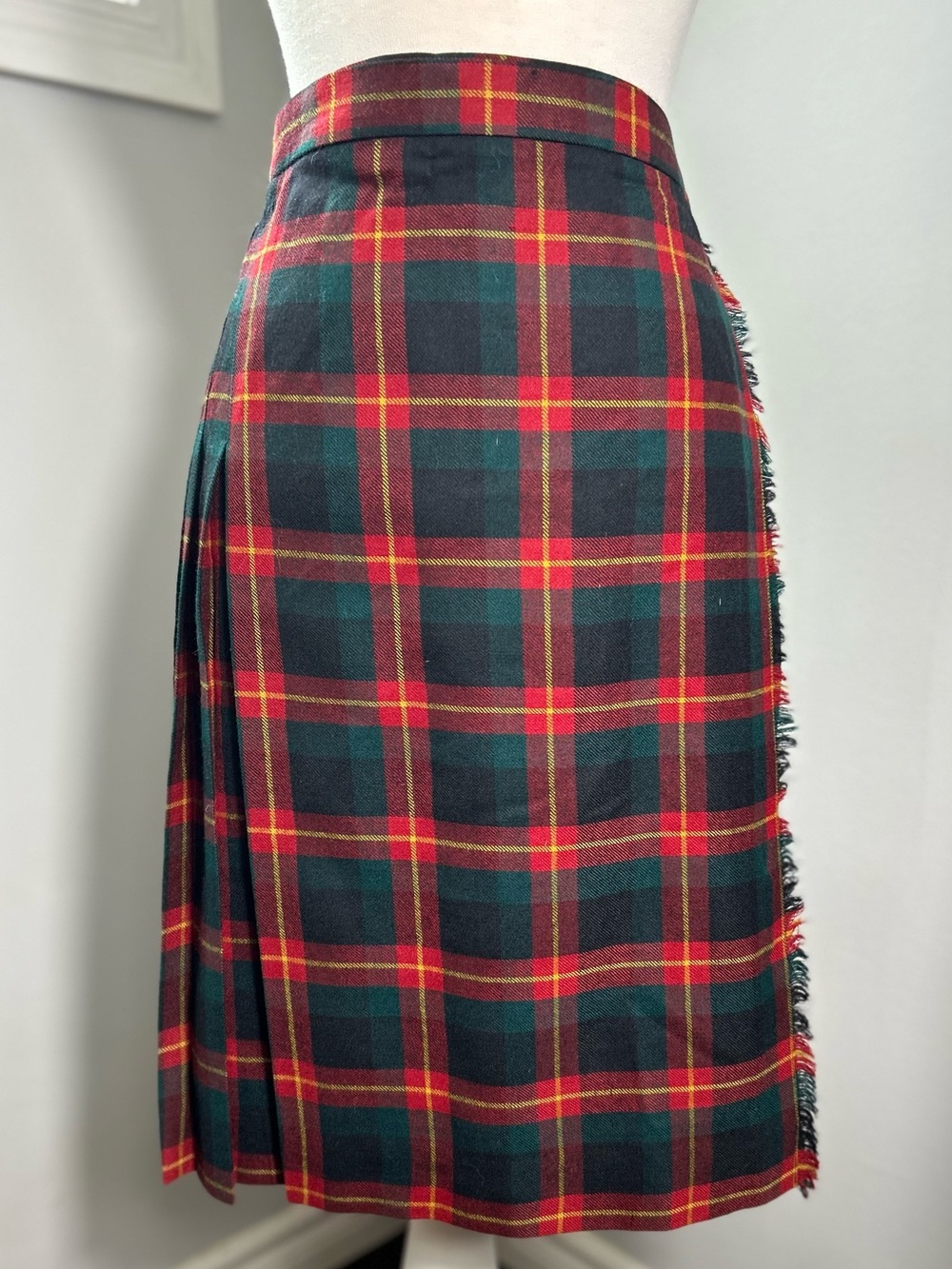 Vintage Lauren Ralph Lauren 100% Wool Tartan Plaid Kilt Skirt 12